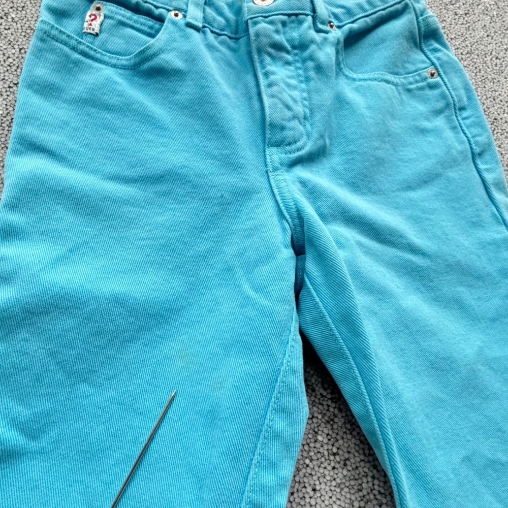 VTG Guess Flare Jeans Girls Size 12 Turquoise Brigjt Blue Retro Y2K Disco - Picture 6 of 9